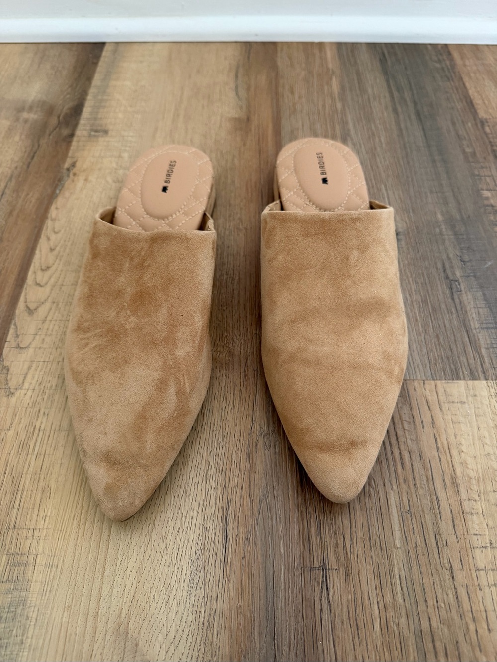 Birdies Tan Suede Pointed-Toe Slide Mules (Size 9)